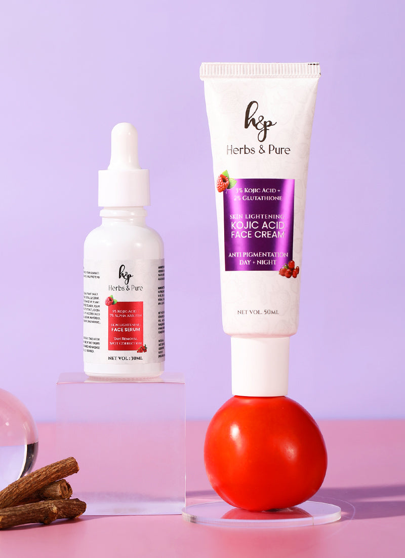 Skin Lightening Kojic Acid, Face Serum and Face Cream for Tan Removal